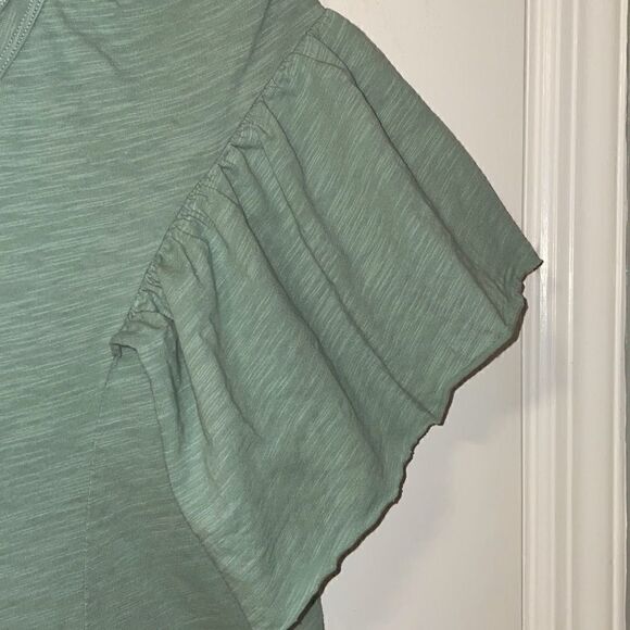 Bottle green cold shoulder flutter sleeve princess seam dress size Large - Picture 3 of 8